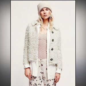 Free People Sweet Disposition Shaggy Cream Cardigan Sweater women’s S